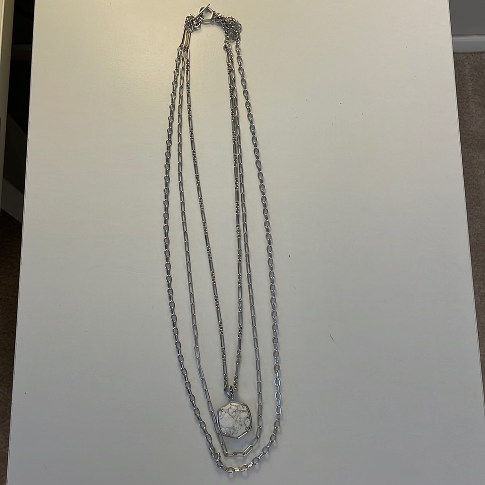 Davis Silver Mutlistrand Necklace in White Howlite